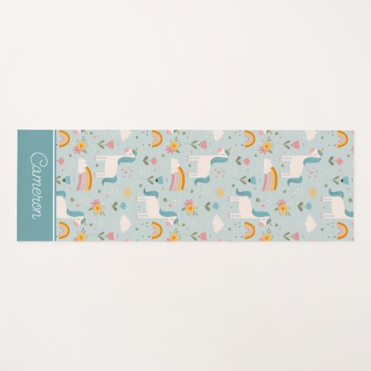 Cute pastel Rainbow Unicorn Pattern Yogamat (Voorkant (horizontaal))