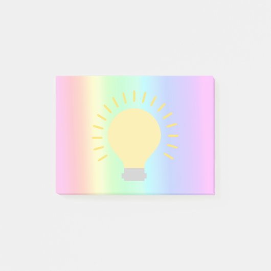 Cute Pastel Rainbow Yellow Light Bulb 4x3 Fun Post-it® Notes (Voorkant)