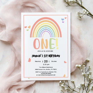 Cute Pastel Regenboog 1e Verjaardag Kaart