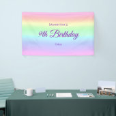 Cute Pastel Regenboog 9e Verjaardag Achtergrond Spandoek (Beurs)