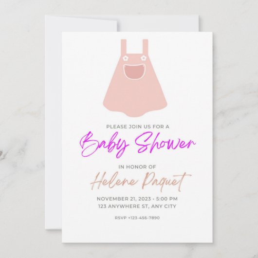 Cute Pastel Robe de Bébé Baby shower Invitation (Devant)