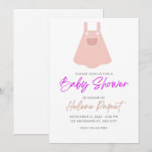 Cute Pastel Robe de Bébé Baby shower Invitation (Devant / Derrière)