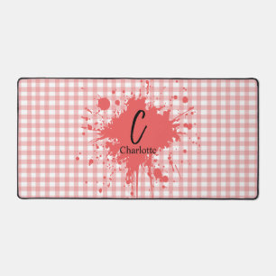 Cute Pastel Rode Geruite Bureaunderlegger Bureaumat