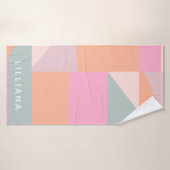 Cute Pastel rose et orange géométrique Personnalis (Serviette de bain)