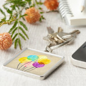 Cute pastel roze ballonnen waterverf sleutelhanger (Zijkant)