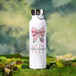 Cute Pastel Roze Mooie School Potlood Boog Waterfles