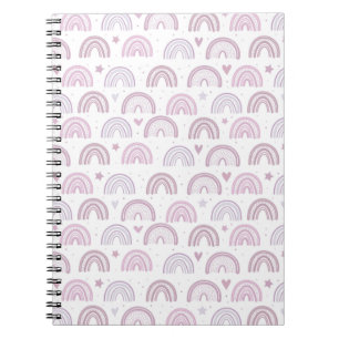 Cute Pastel Roze Rainbows Hearts & Stars patroon Notitieboek