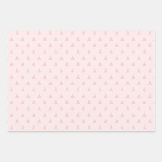 Cute Pastel Roze roze kerstbomen Pattern Inpakpapier Vel (Voorkant 2)