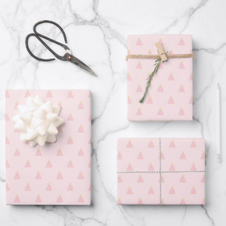 Cute Pastel Roze roze kerstbomen Pattern Inpakpapier Vel