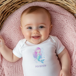 Cute Pastel Roze Zeemeermin Fantasie Illustratie Romper
