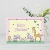 Cute Pastel Safari Baby shower animal Invitations (Debout devant)
