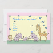 Cute Pastel Safari Baby shower animal Invitations (Dos)
