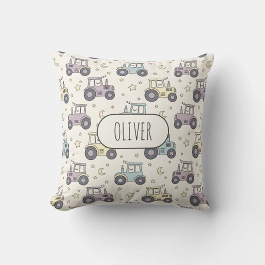 Cute Pastel Slaap Tractor Kussen (Voorkant)