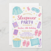 Cute Pastel Sleepover Anniversaire Invitation (Devant / Derrière)