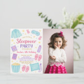 Cute Pastel Sleepover Anniversaire Invitation (Debout devant)