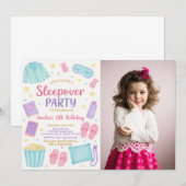 Cute Pastel Sleepover Anniversaire Invitation (Devant / Derrière)