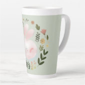 Cute Pastel Spring Bunny Floral Wreath Nursery Art Latte Mok (Rechterhoek)