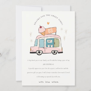 Cute Pastel Sweet Time Ice Cream Birthday Bedankkaart