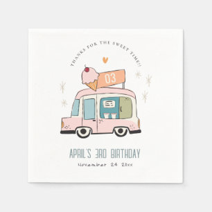 Cute Pastel Sweet Time Ice Cream Birthday Servet