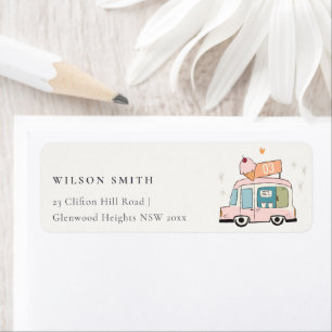 Cute Pastel Sweet Time Ice Cream Truck Adres Etiket