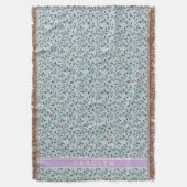 Cute pastel turquoise floral Patroons monogram Deken (Voorkant Verticaal)