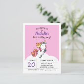 Cute pastel unicorn 1ère invitation (Debout devant)