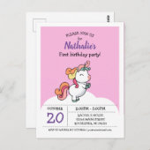Cute pastel unicorn 1ère invitation (Devant / Derrière)