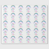 Cute pastel unicorn and rainbow design wrapping pa cadeaupapier (Vlak)