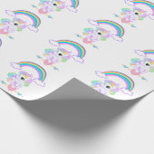 Cute pastel unicorn and rainbow design wrapping pa cadeaupapier (Hoek)