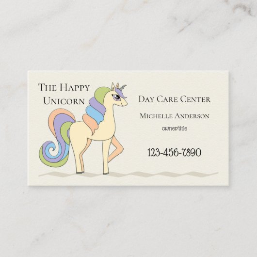 Cute Pastel Unicorn Carte de visite de garde d'enf (Devant)