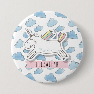 Cute pastel unicorn. Meisje. Grappig magisch dier Ronde Button 7,6 Cm
