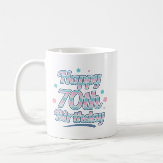 Cute Pastel Viering 70e verjaardag Koffiemok (Links)