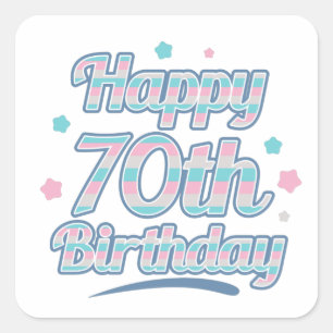 Cute Pastel Viering 70e verjaardag Vierkante Sticker
