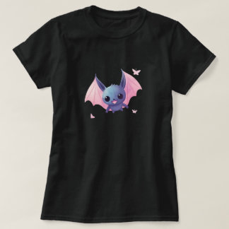 Cute Pastel Vleermuis met Roze Vleugels Halloween T-shirt