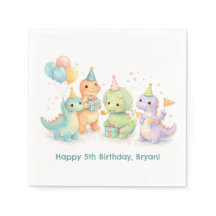 Cute Pastel Watercolor Dinosaurs Birthday