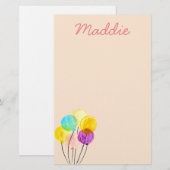 Cute pastel waterverf ballonnen briefpapier (Voorkant / Achterkant)