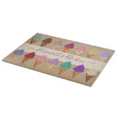 Cute Pastel Waterverf Ice Cream Funny Custom Name Snijplank (Hoek)