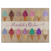 Cute Pastel Waterverf Ice Cream Funny Custom Name Snijplank (Voorkant)