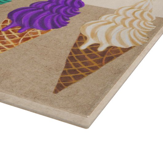 Cute Pastel Waterverf Ice Cream Funny Custom Name Snijplank (Hoek)