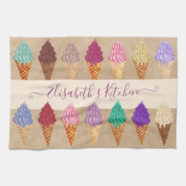 Cute Pastel Waterverf Ice Cream Funny Custom Name Theedoek