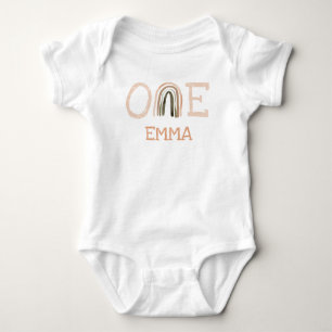 Cute Pastel Waterverf Rainbow 1st Birthday Girl Romper