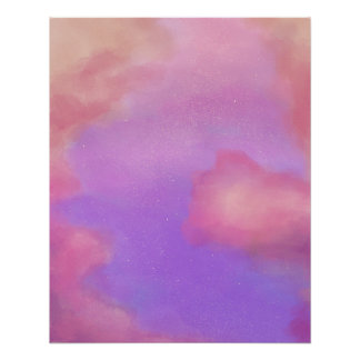 Cute Pastel Waterverf Sky met sterren Perfect Poster