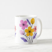 Cute Pastel Wildflower Bouquet Ceramic Coffee Mug (Devant droit)