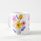 Cute Pastel Wildflower Bouquet Ceramic Coffee Mug (Devant gauche)