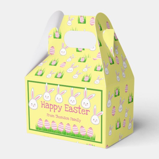 Cute Pastel Yellow Bunny Easter Egg Bedankdoosjes (Voorkant Zijde)