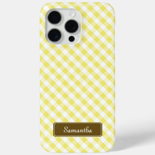 Cute Pastel Yellow Gingham Pattern iPhone 15 Pro Max Hoesje