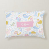 Cute Pastel Zoo Animal Monogrammed Girl Pink Accent Kussen (Voorkant)