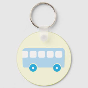 Cute Pastelblauwe Schoolbus Icoon Sleutelhanger