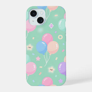 Cute pastelgroene Case-Mate met ballonnen iPhone 15 Hoesje