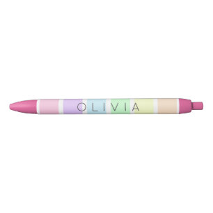 Cute pastelkleuren regenboogstrepen, multicolor zwarte inkt pen